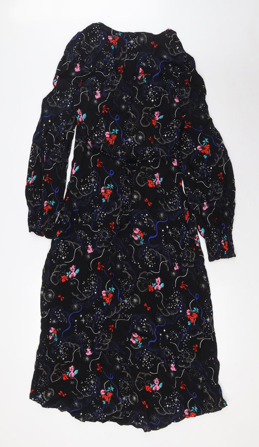 Marks and Spencer Womens Multicoloured Viscose A-Line Size 6 Round Neck Zip