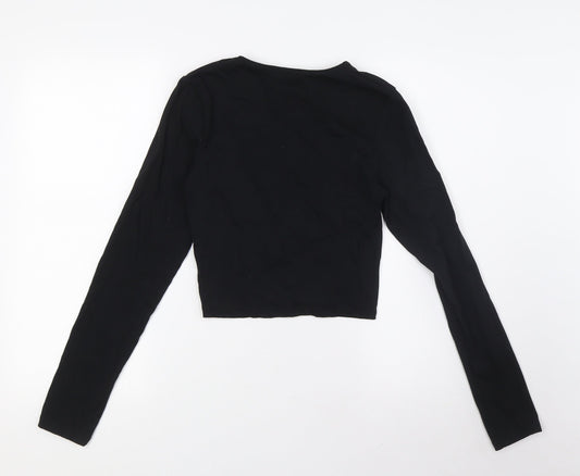 Womens UK Size 12 PRETTYLITTLETHING Black Basic Blouse