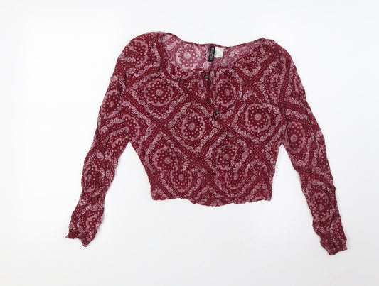 Womens UK Size 8 Divided by H&M Red Basic Blouse