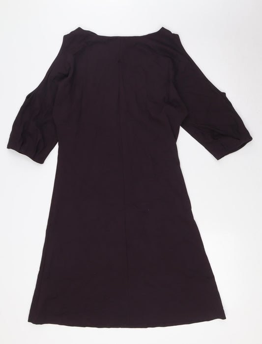 The White Company Womens Brown Viscose A-Line Size 10 Round Neck - Cold Shoulder