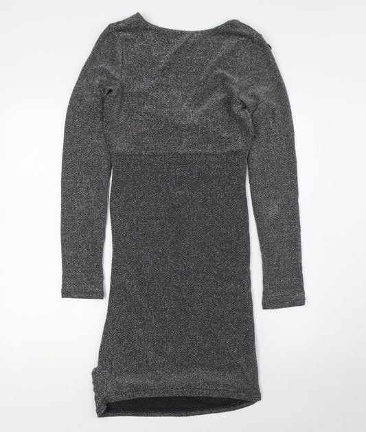Divided by H&M Womens Black Polyamide Bodycon Size S V-Neck