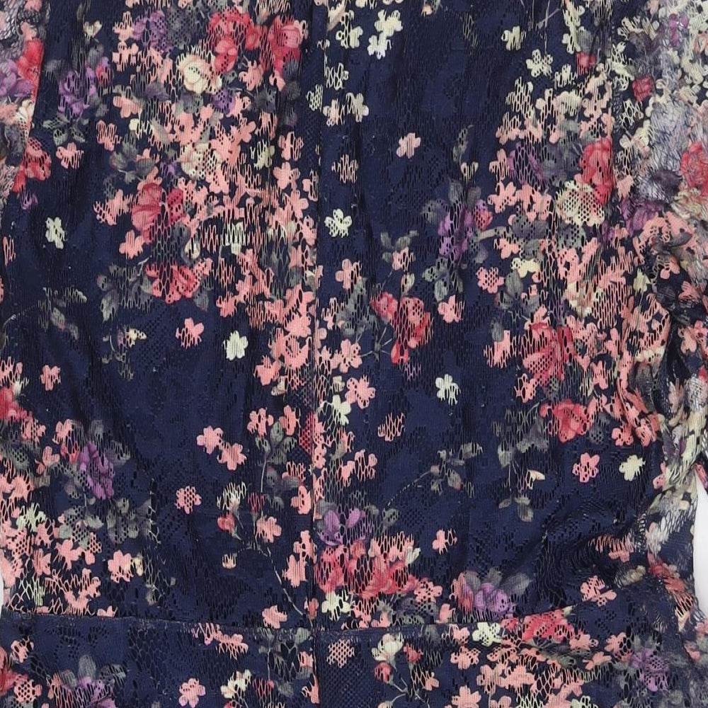 Oasis Womens Multicoloured Floral Polyester A-Line Size M Boat Neck Zip