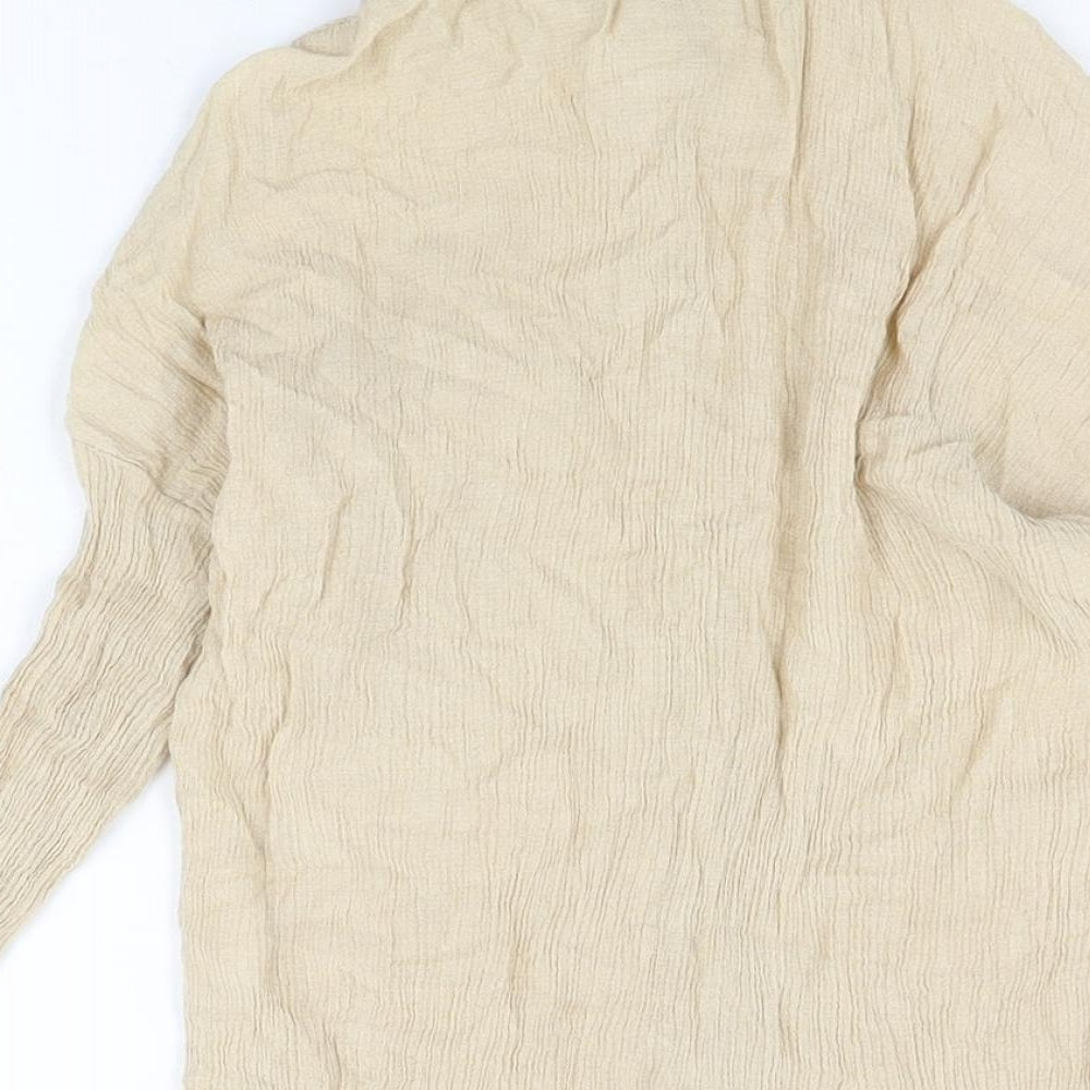 Boohoo Womens Beige Viscose Basic Button-Up Size 10 Collared