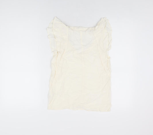 Womens UK Size 4 H&M Ivory Basic T-Shirt