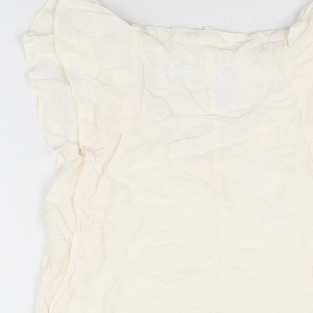 Womens UK Size 4 H&M Ivory Basic T-Shirt