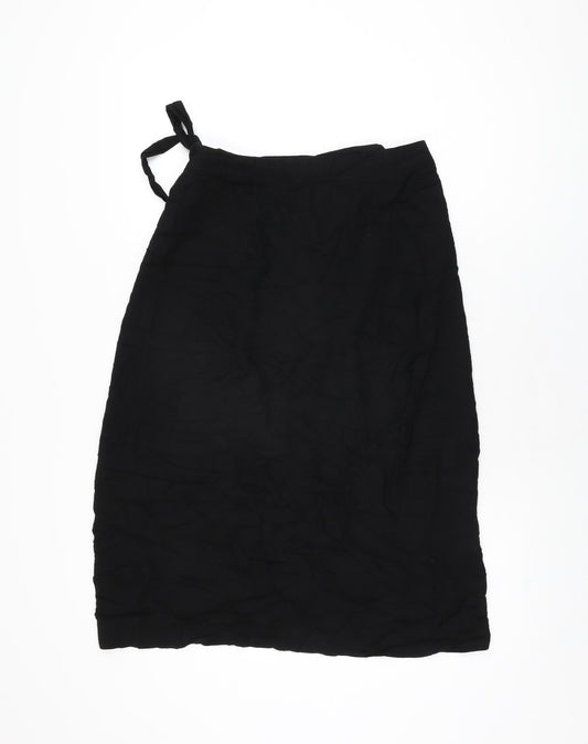 New Look Womens Black Polyester Wrap Skirt Size 10 Tie