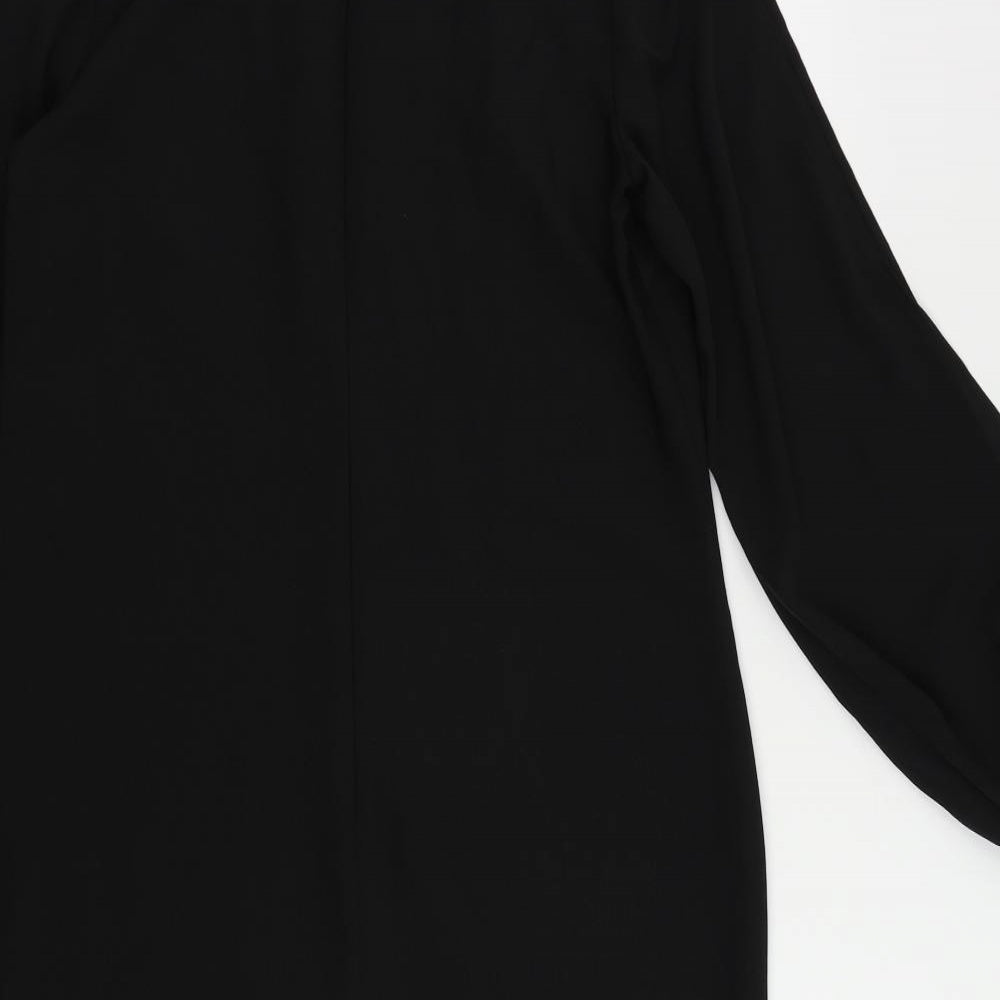 NEXT Womens Black Polyester Shift Size 12 Round Neck Zip - Embellished