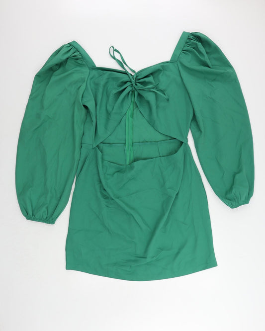 Additional front view of I SAW IT FIRST women’s green polyester pencil dress, size UK 18, sweetheart zip - cut out
