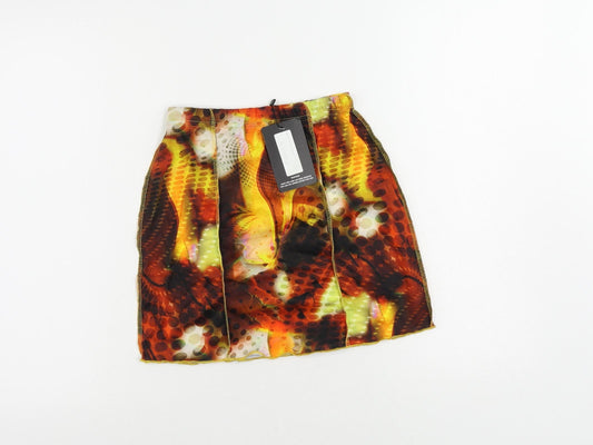 PRETTYLITTLETHING Womens Multicoloured Geometric Polyester Mini Skirt Size 8 - Elastic Waist