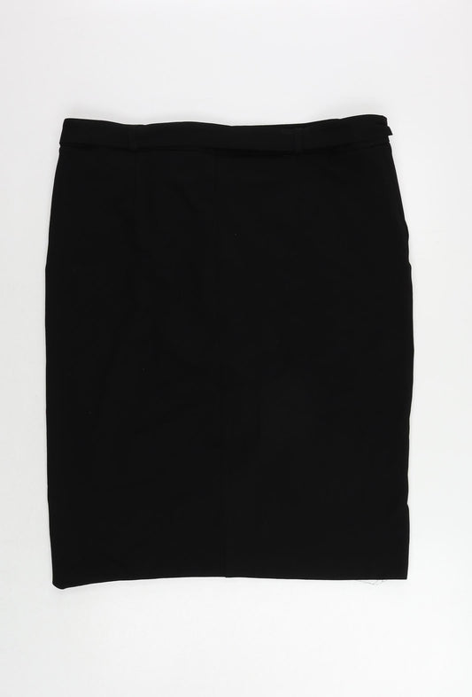 Kaleidoscope Womens Black Polyester Straight & Pencil Skirt Size 20 Zip - Belted Pearl Detail