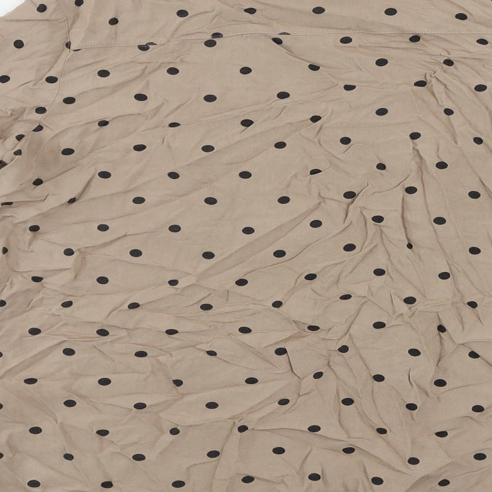 Divided by H&M Womens Brown Polka Dot Viscose Basic Button-Up Size 6 Collared