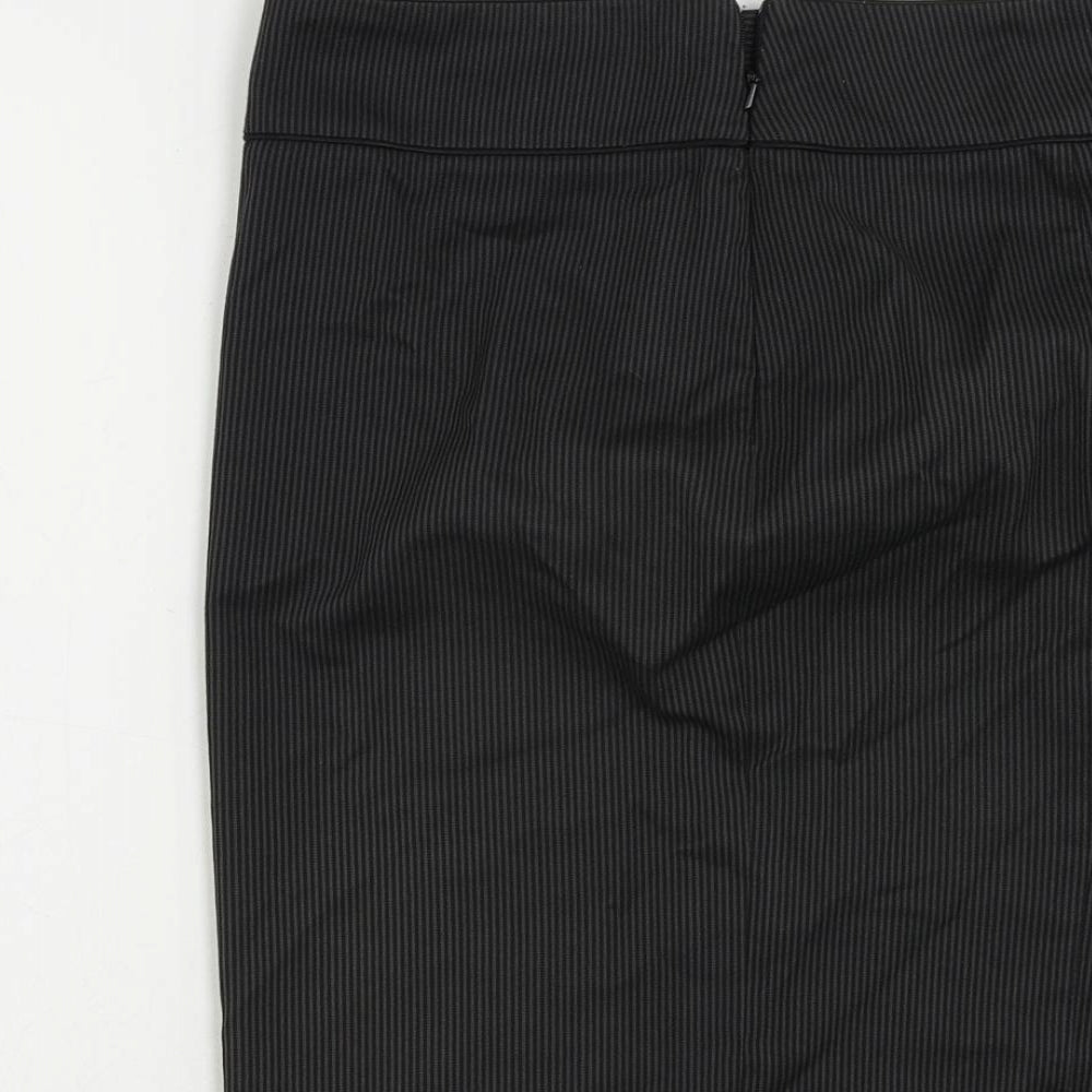Debenhams Womens Grey Striped Polyester Straight & Pencil Skirt Size 8 Zip