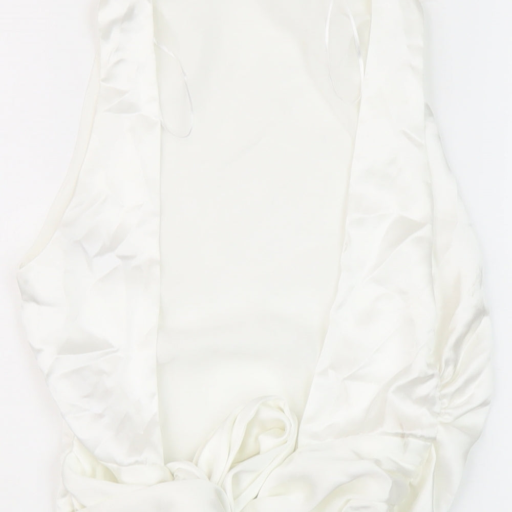 Womens UK Size M Zara White Cropped Blouse