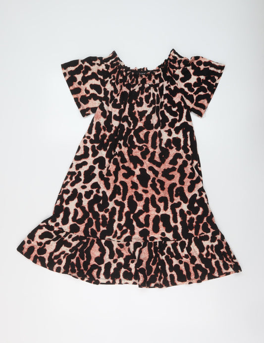 Additional front view of Roman women’s multicoloured animal print cotton a-line, size UK 10, square neck pullover