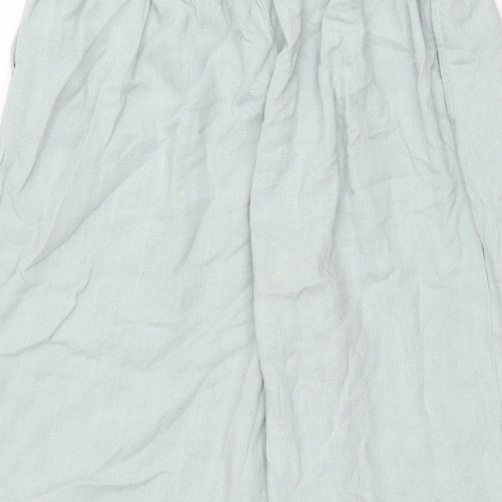 New Look Womens Green Viscose Cropped Trousers Size 8 L21 in Regular Buckle - Belted Elasticated Waist