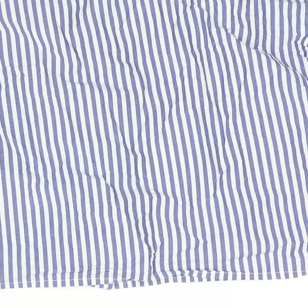 Womens UK Size M Monki Blue Cropped Button-Up