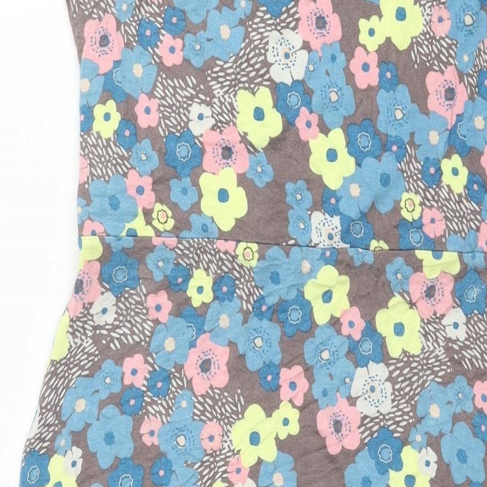 Lily & Me Womens Multicoloured Floral Viscose Shift Size 12 V-Neck Pullover