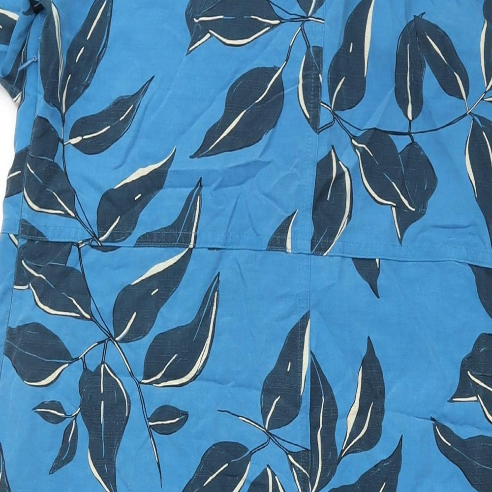 Autograph Womens Blue Geometric Modal Shift Size 14 Round Neck Zip - Leaf Print