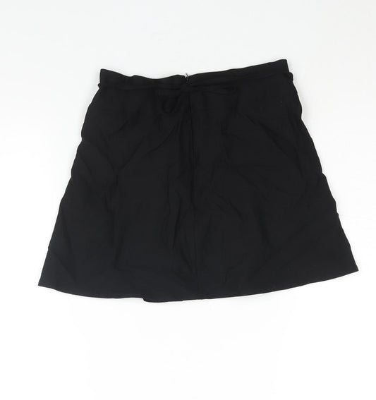 Daisy Street Womens Black Viscose A-Line Skirt Size 6 Zip - Pleat Detail