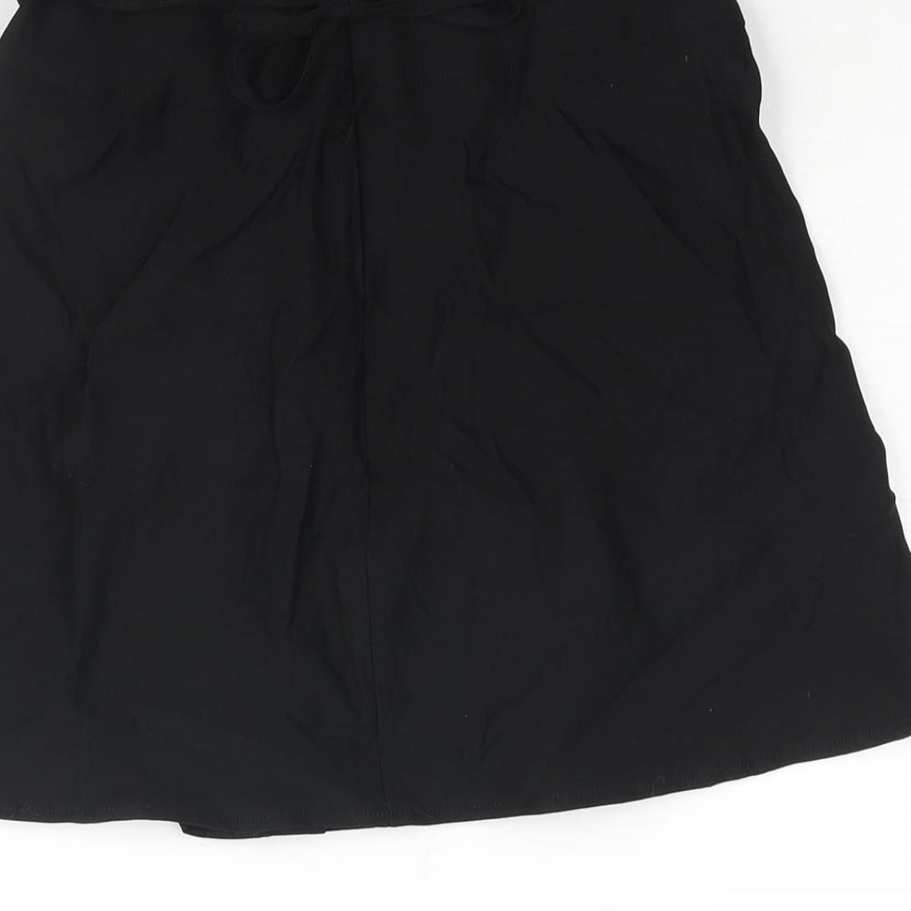 Daisy Street Womens Black Viscose A-Line Skirt Size 6 Zip - Pleat Detail