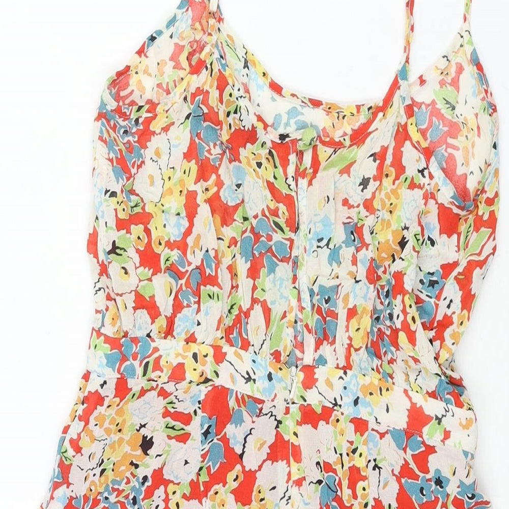 Topshop Womens Multicoloured Geometric Viscose Playsuit One-Piece Size 10 Zip - Floral Print