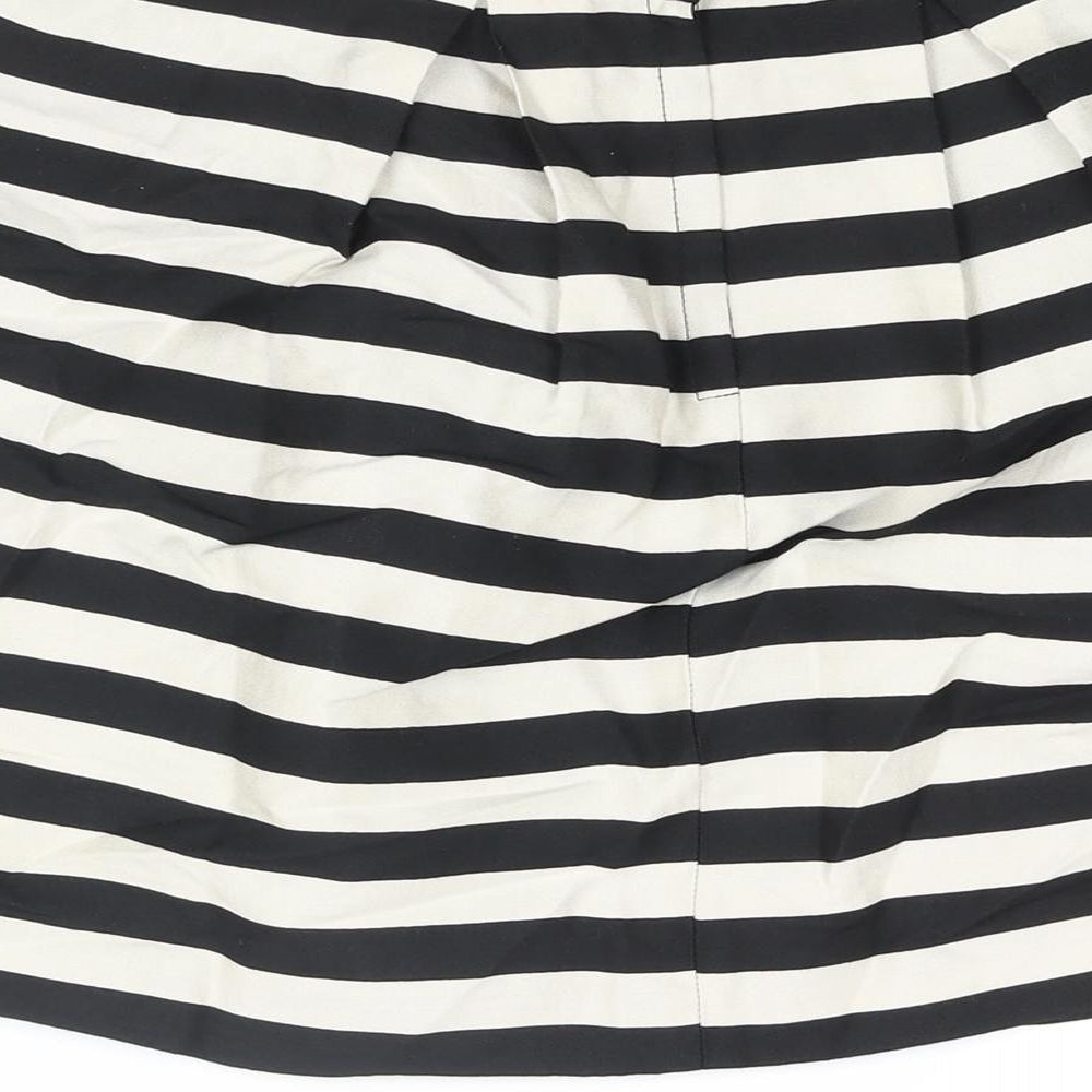 H&M Womens Black Striped Viscose A-Line Skirt Size 10 Zip