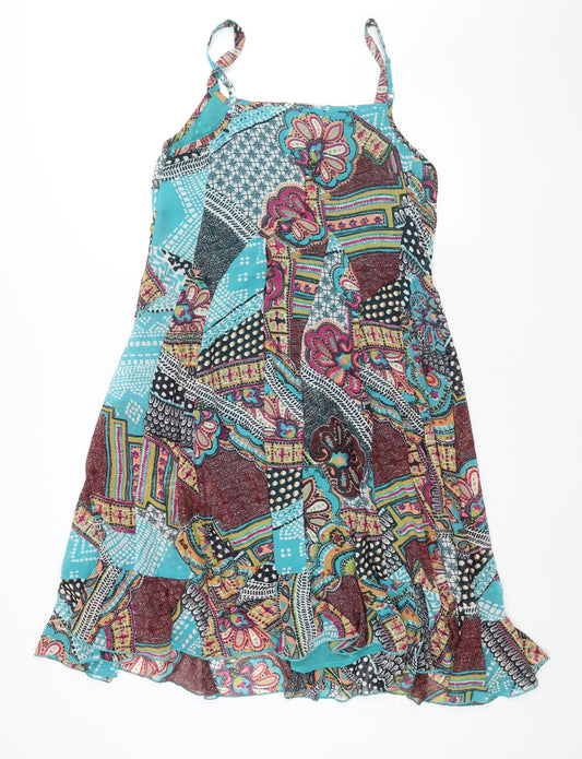 Per Una Womens Multicoloured Geometric Polyester Shift Size 14 V-Neck Pullover