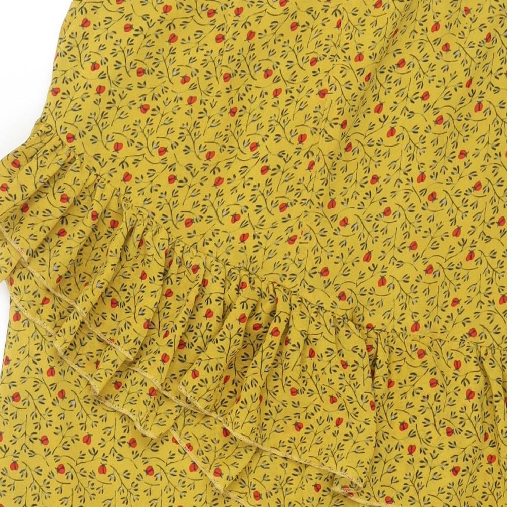 Sweewe Womens Yellow Geometric Polyester A-Line Skirt Size S Zip - Frill Floral Print
