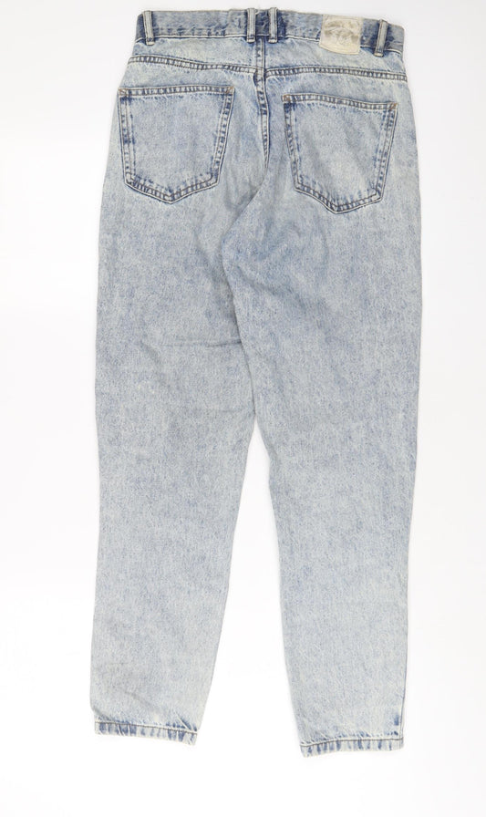 Pull&Bear Womens Blue Cotton Mom Jeans Size 8 L28 in Regular Zip