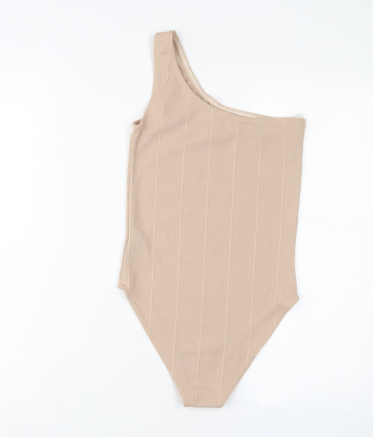 Topshop Womens Beige Polyester Bodysuit One-Piece Size 10 Snap