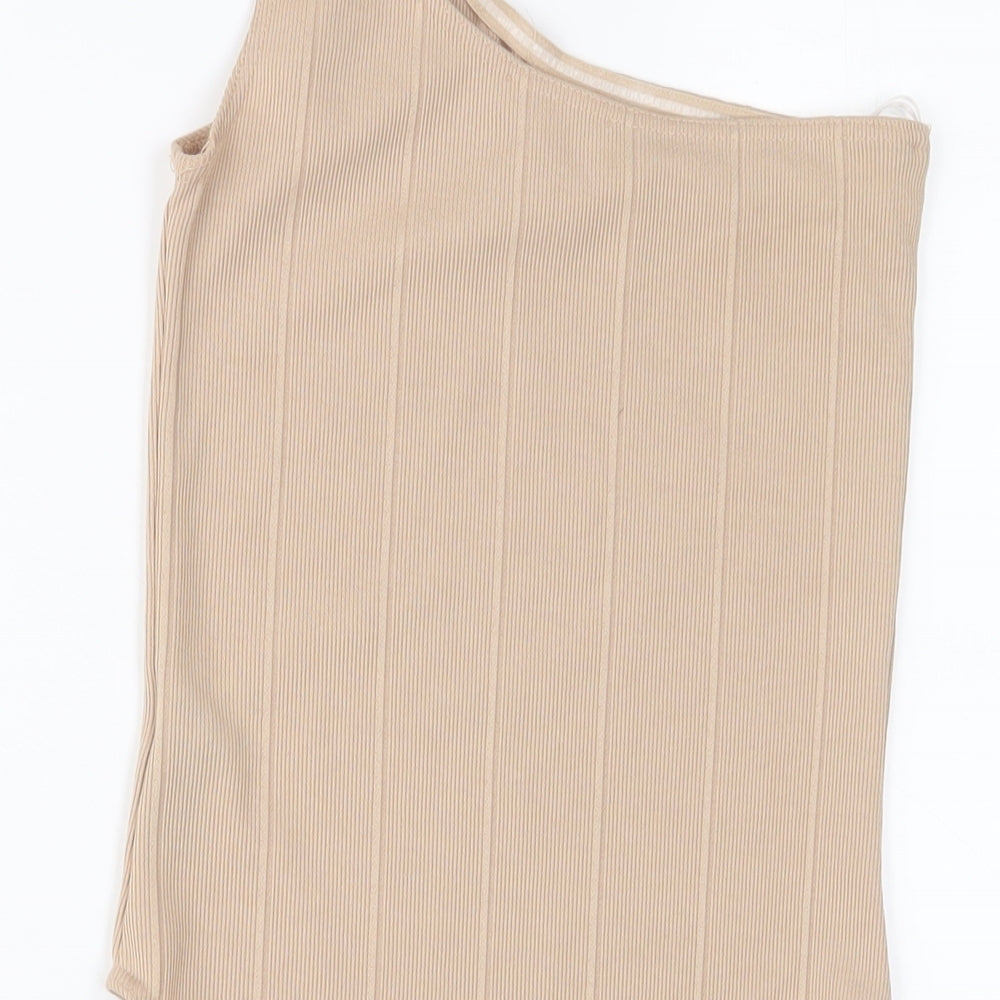 Topshop Womens Beige Polyester Bodysuit One-Piece Size 10 Snap