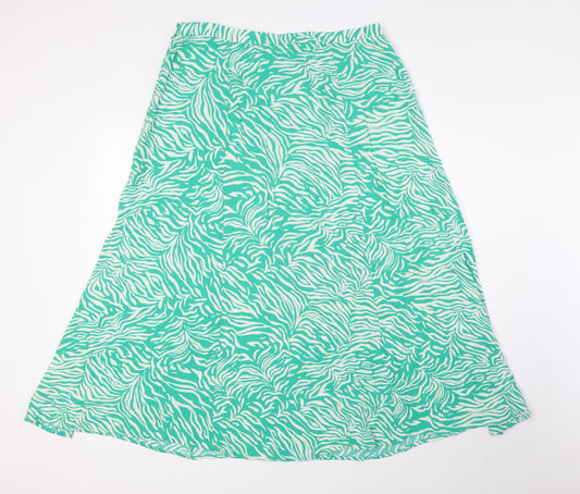 Marks and Spencer Womens Green Animal Print Viscose Bandage Skirt Size 14 Zip