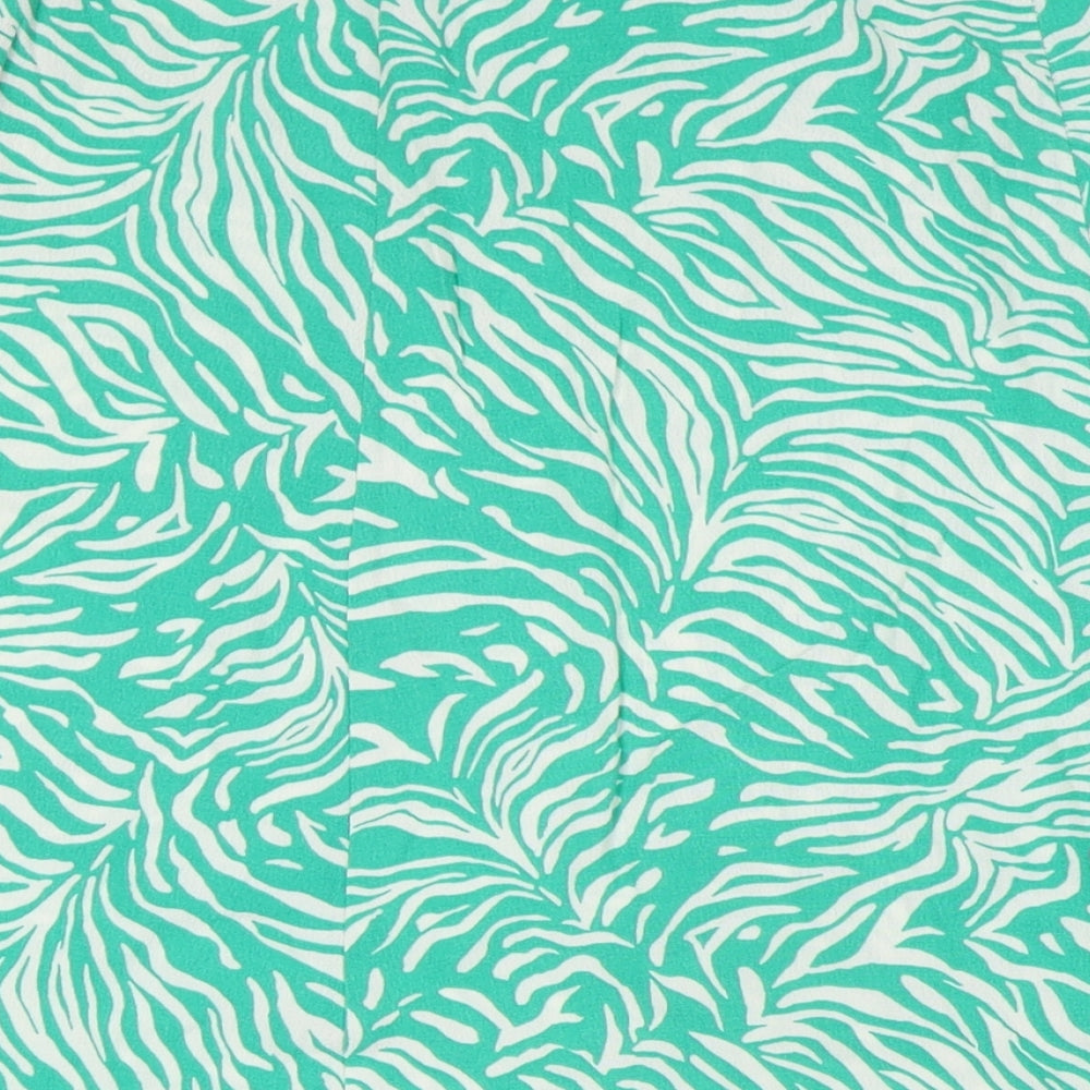 Marks and Spencer Womens Green Animal Print Viscose Bandage Skirt Size 14 Zip