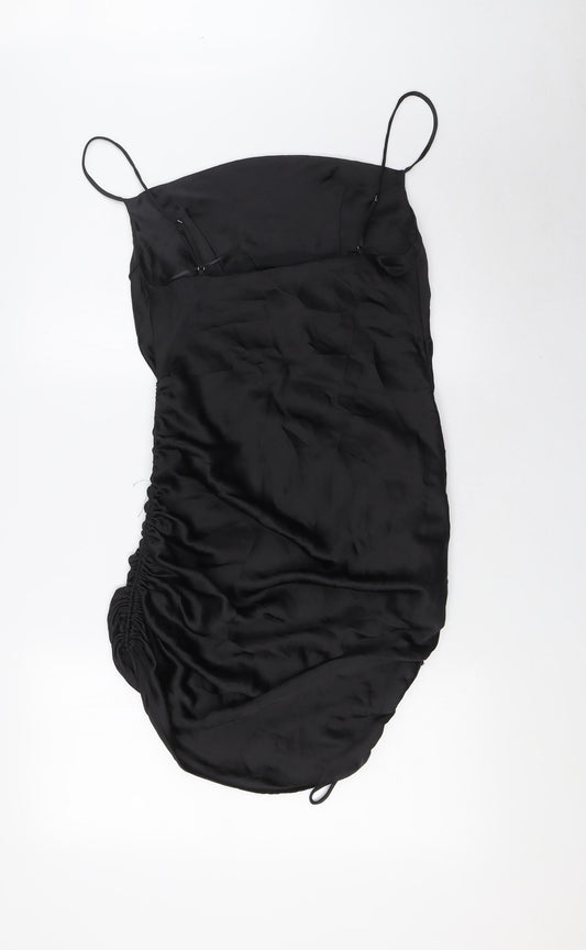 Zara Womens Black Polyester A-Line Size S Cowl Neck