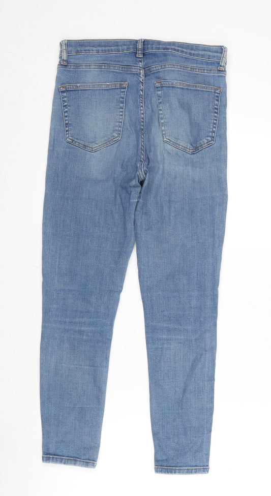 Topshop Womens Blue Cotton Blend Straight Jeans Size 30 in L30 in Regular Zip