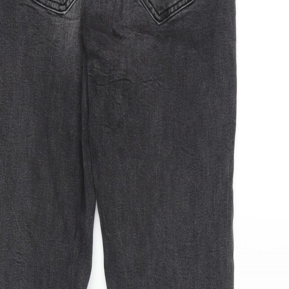 Denim & Co. Womens Grey Cotton Blend Tapered Jeans Size 8 L26 in Regular Zip