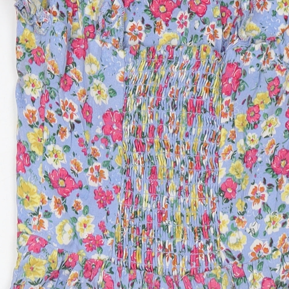 Boohoo Womens Multicoloured Floral Viscose Fit & Flare Size 6 V-Neck Pullover