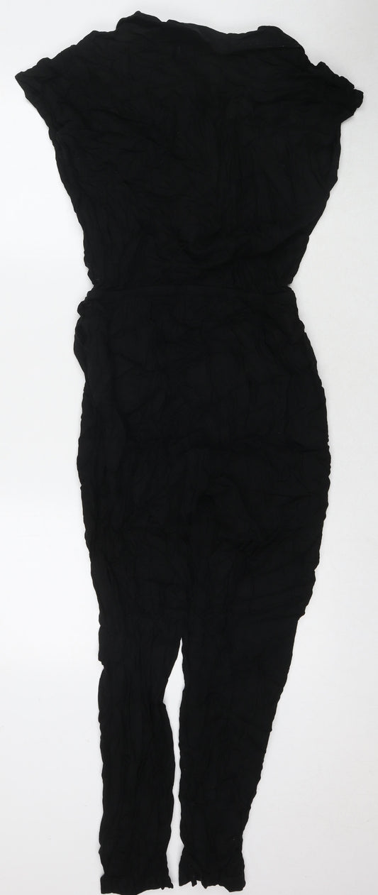 NEXT Womens Black Viscose Jumpsuit One-Piece Size 12 L23 in Snap