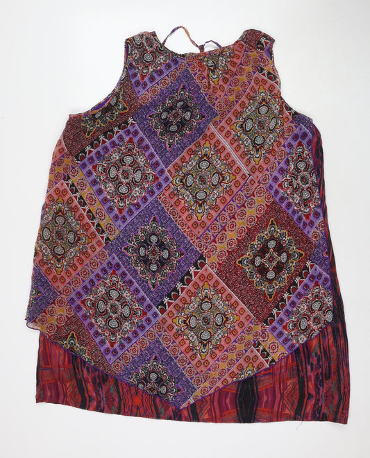 Klass Womens Multicoloured Geometric Polyester Kaftan Size 20 Round Neck Pullover