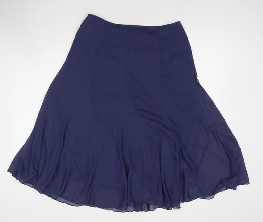 Damart Womens Blue Polyester Maxi Skirt Size 16 Zip