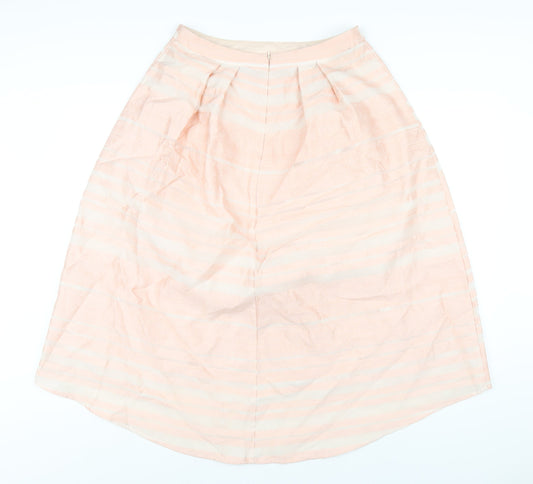 Oasis Womens Pink Striped Acrylic A-Line Skirt Size 10 Zip
