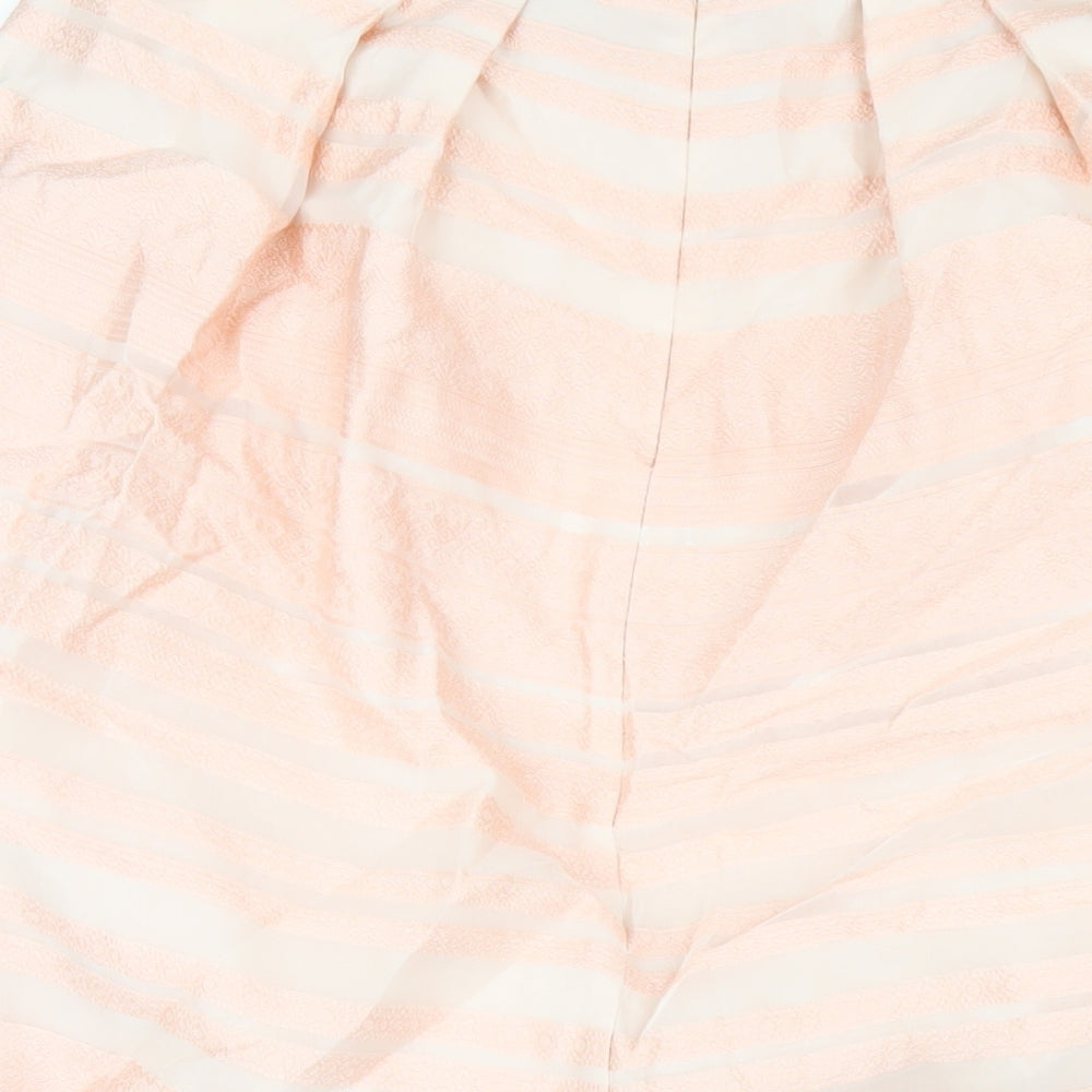 Oasis Womens Pink Striped Acrylic A-Line Skirt Size 10 Zip