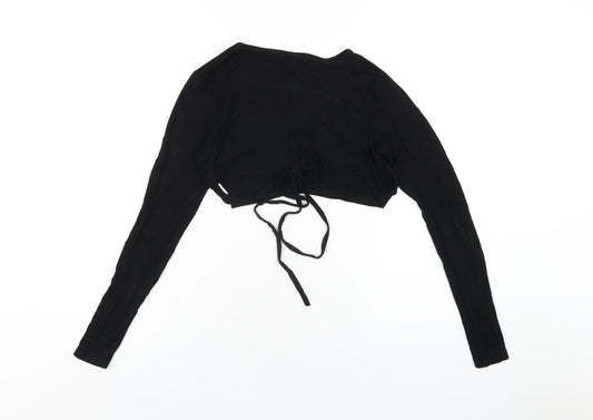 Womens UK Size 8 PRETTYLITTLETHING Black Cropped T-Shirt