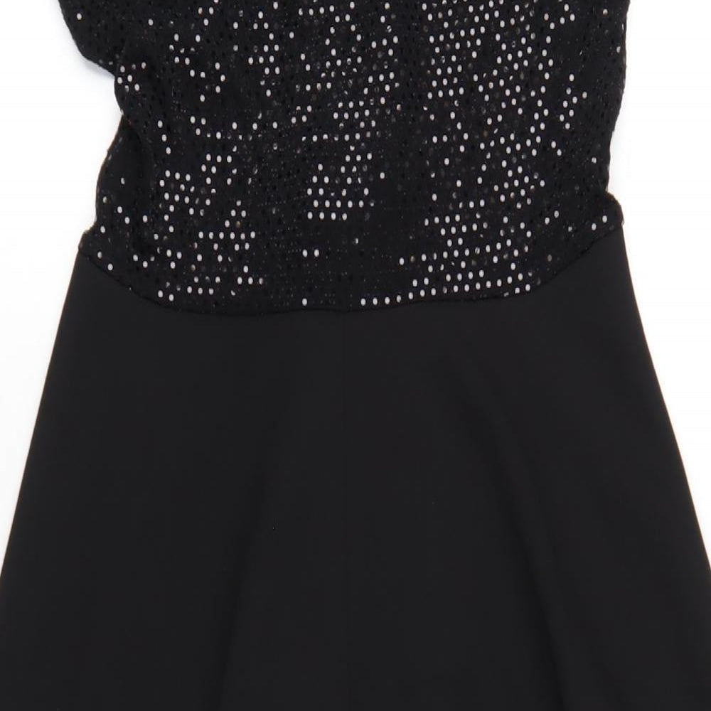 Quiz Womens Black Nylon A-Line Size 10 Off the Shoulder Pullover