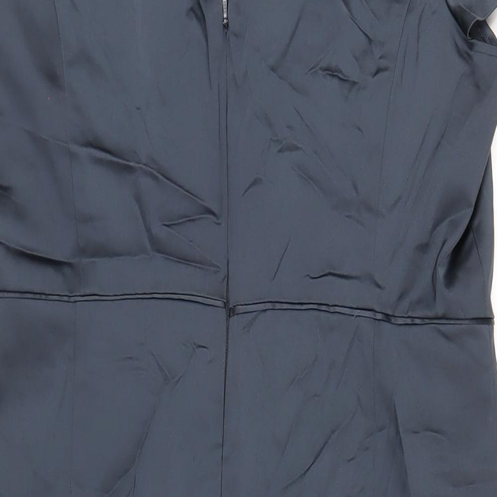 Monsoon Womens Grey Acetate Pencil Dress Size 16 V-Neck Zip