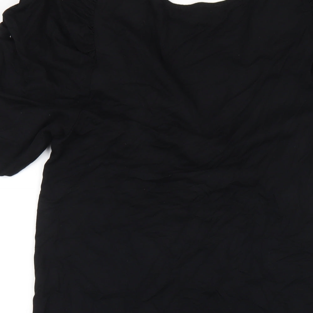 NEXT Womens Black Viscose A-Line Size 12 V-Neck Pullover