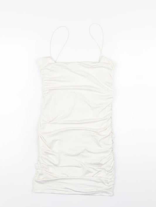 Oh Polly Womens White Polyester Bodycon Size 10 Round Neck Pullover