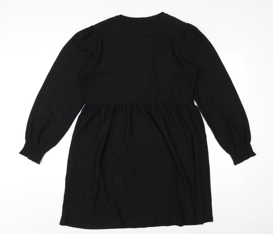 New Look Womens Black Polyester A-Line Size 12 Round Neck Pullover