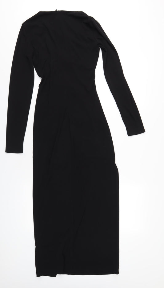 Zara Womens Black Polyester Maxi Size XS Round Neck Zip