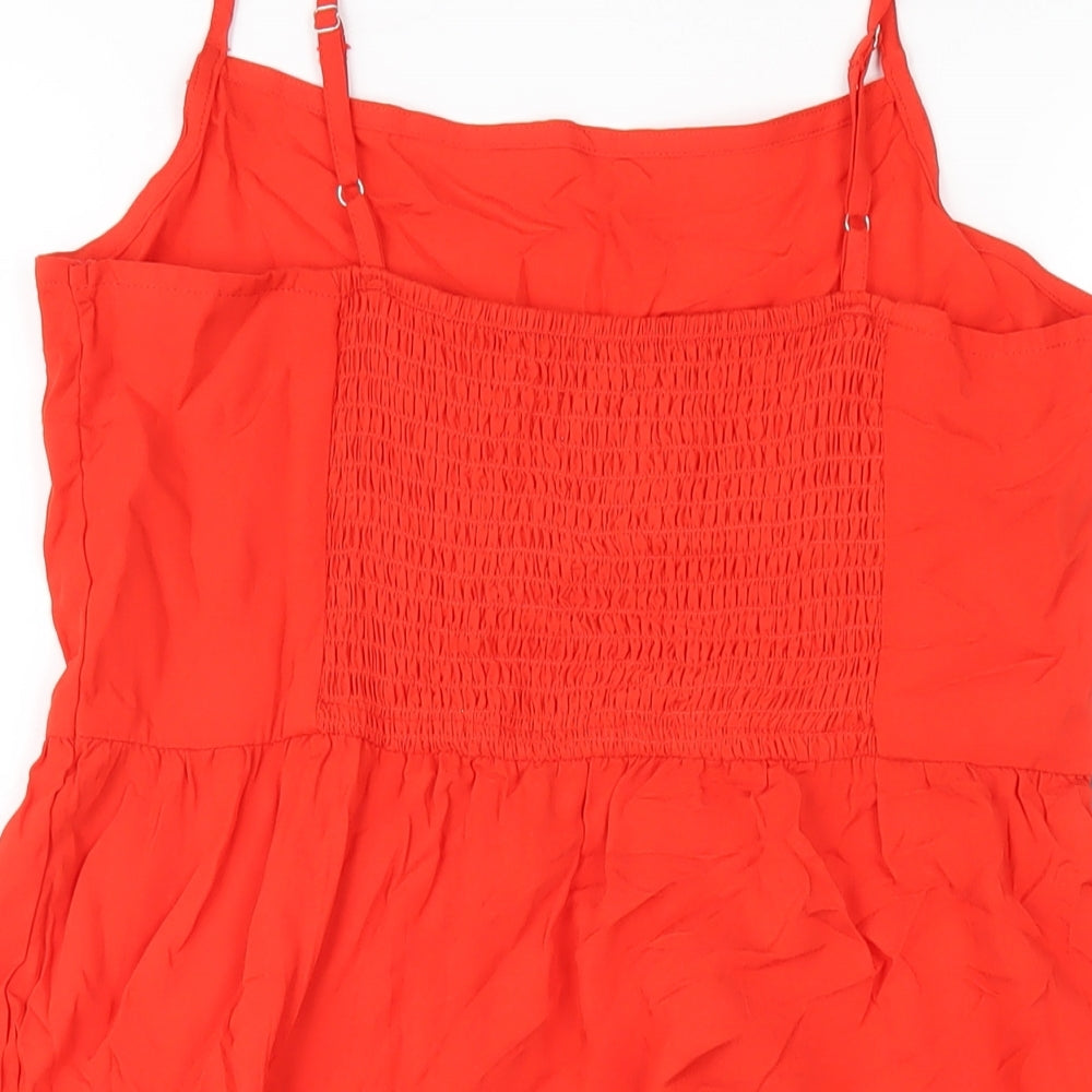 NEXT Womens Red Viscose A-Line Size 14 Square Neck Pullover